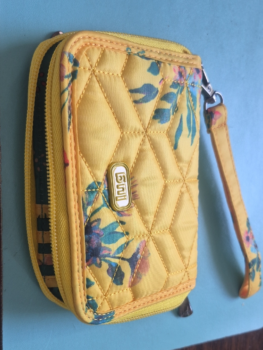 Unbranded Yellow Quilted Floral Crossbody Wristlet